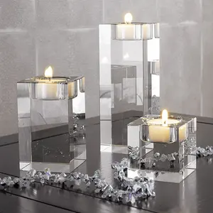 Velas de cristal de vidro para decoração, venda completa, jarra de velas de luxo para decoração de casa de casamento