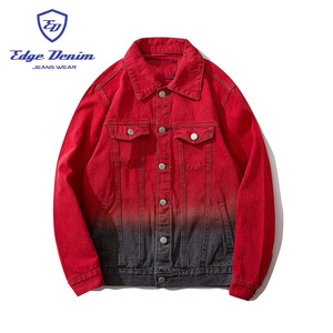 Edge Denim OEM China Factory Supplier Fashion Long Sleeve Red <strong>Colar</strong> Tie Dye Denim <strong>Jacket</strong> for Men - Product Image 1