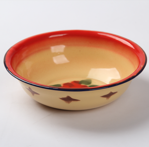 Bassin strié coloré en émail métallique nostalgique à l'ancienne de bonne qualité avec couvercle bassin de soupe de nouilles de gâteau de salade multi taille - Product Image 4