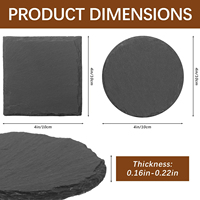 Sous-verres en ardoise noire vierges 4x4 ronds et carrés pour gravure laser, personnalisables avec logo, vente en gros