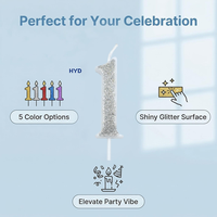 Velas de Cumpleaños Metálicas Personalizables Brillantes 2026 con Número, Corona, Lazo, Tema Romántico, Impresión Digital, Ecológicas