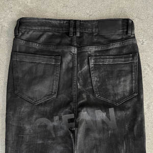 بيع بالجملة مخصص ارتفاع منخفض أسود نحيف نحيل صالح Bootcut جرس أسود أسفل بالأسى خمر الشمع اندلعت بنطلون الجينز للرجال - Product Image 5