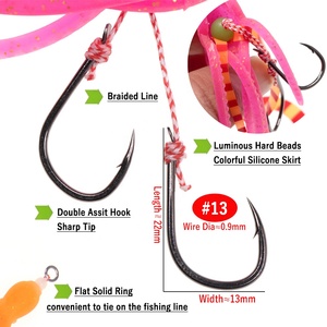 Esca per <span class=keywords><strong>Pesca</strong></span> in Acqua Salata all'Ingrosso, Amo per Polpo in Silicone Morbido Luminoso, Esca a Gonna di Calamaro, Amo Ausiliario per Slow Jigging, Esca per Trolling - Product Image 6