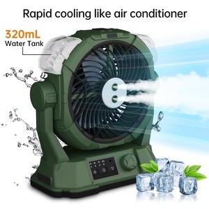 Ventilateur de camping portable à brume d'eau, rechargeable, avec réservoir d'eau de 320 ml, lumière LED, ventilateur de bureau suspendu pour extérieur - Product Image 1