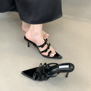 Nouvelles sandales d'été élégantes à talon aiguille et nœud pour femme – Chaussures de soirée à talons hauts en stock - Product Image 3