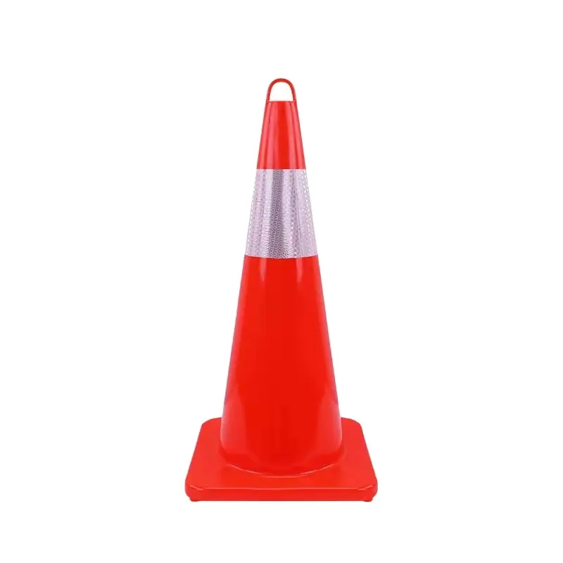 High Solid Orange One piece Flexible Road cone Safe cone Reflective PVC Traffic Cone