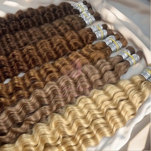Capelli brasiliani vergini alla rinfusa onda profonda rosso, marrone <span class=keywords><strong>scuro</strong></span>, marrone chiaro, colore pianoforte estensione dei capelli per le donne nere trecce, 100 gram/pezzo - Product Image 1