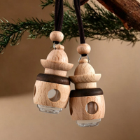OEM ODM Flacon diffuseur de parfum pour voiture en verre vide de 5 ml, en bois creux, à suspendre, avec bouchon à vis, finition mate et logo personnalisé