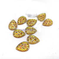 Accessoires de robe de carnaval, pierres en résine 16*30 en forme de goutte d'eau, bleu royal, rouge, jaune, à coudre, à dos plat, 10 facettes, strass de marque Fuban
