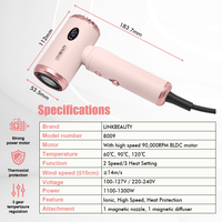 Sèche-cheveux compact et léger LINKBEAUTY, ionique, électrique, haute vitesse, 3 vitesses, protection thermique, moteur BLDC 90 000 tr/min, usage domestique