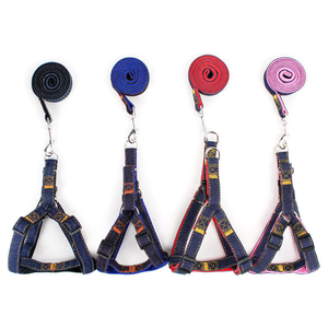 Durable Luxury Sport Denim Lace <b>Dog</b> <b>Leash</b> Collar Sets for Small/Medium/Large <b>Dogs</b> Adjustable Eco-Friendly Nylon Pet Harness - Product Image 4