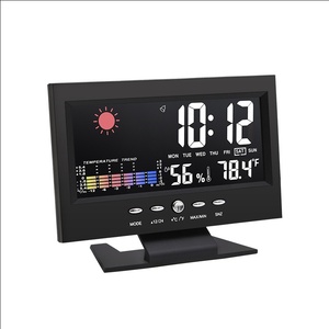 Horloge Réveil Grand Écran avec Affichage Météo Température/Humidité, Calendrier Perpétuel Luminescent, Commande Vocale, Design Moderne, Fonctionne sur Piles - Product Image 5