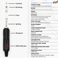 Prise allume-cigare de voiture Huanuo 3A 12V 24V avec LED et borne à souder pour GPS de voiture et caméra embarquée