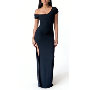 Vestido Largo Asimétrico de Noche para Mujer con Hombros Descubiertos, Ajustado, con Abertura Lateral, Elegante y a la Moda - Product Image 2