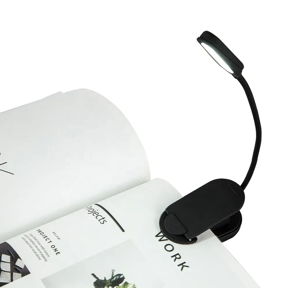 Meilleure vente lampe de lecture Rechargeable pour lit et support de musique, lampe de lecture Rechargeable à 4 LED avec Clip pour livre
