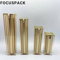 Flacon pompe sans air en plastique acrylique carré doré en gros, 15 ml-100 ml, sérigraphié à bon prix