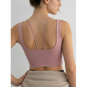 Soutien-gorge de sport à maintien élevé pour l'entraînement, le yoga et la course, sans coutures, extensible, coupe simple, dos nageur, en Spandex/Polyester pour femme - Product Image 4