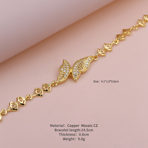 Pulseras <span class=keywords><strong>de</strong></span> <span class=keywords><strong>Otoño</strong></span> e Invierno, Pulsera <span class=keywords><strong>de</strong></span> Mariposa con Circonita, Baño <span class=keywords><strong>de</strong></span> Oro, Hebilla <span class=keywords><strong>de</strong></span> Latón, Joyería Sin Decoloración - Product Image 3