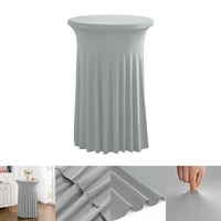 Housse de table cocktail extensible en spandex avec jupe plissée et volants, nappe blanche pour table haute, idéale pour mariages, banquets et événements (vente en gros)