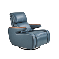Chaise inclinable électrique à cadre en bois massif canapé simple en cuir grainé supérieur Massage extensible à bascule pour la vie
