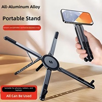 Support de téléphone magnétique portable et perche à selfie 3-en-1, trépied pliable pour iPhone, iPad, tablette, ordinateur portable, utilisation sur ordinateur de bureau