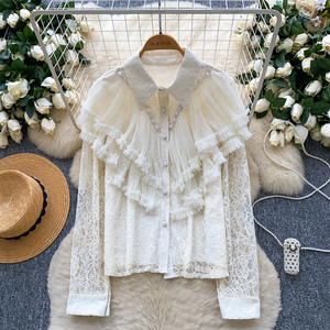 <span class=keywords><strong>Camicetta</strong></span> da donna autunno aderente a maniche lunghe <span class=keywords><strong>con</strong></span> perline elegante francese - Product Image 3