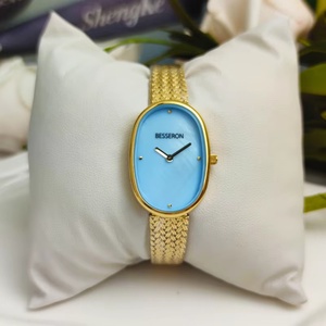 Montres à quartz pour femmes, dernières tendances de la mode, forme ovale fine, boîtier en acier, acier inoxydable, montre élégante pour femmes, montre de luxe en or rose - Product Image 2