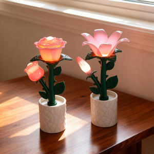 ضوء الليل أدى مصباح صغير لطيف غرفة نوم المنزل غرفة المعيشة النادي الليلي ارتفع ضوء الليل مع الزهور - Product Image 2