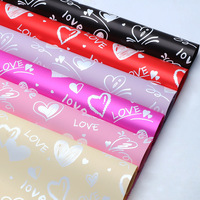 Papier d'emballage pour bouquet de fleurs, motif cœur et fleurs graffiti dessinés à la main, imperméable, pour la Saint-Valentin, vente en gros pour fleuristes