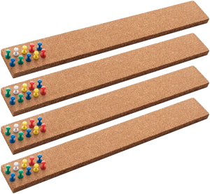 Natural Eco-Friendly Cork Board Bulletin Bar Strip Felt <b>Push</b> <b>Pins</b> Self Adhesive Backing Wall Tiles Country Design Office Decor - Product Image 1