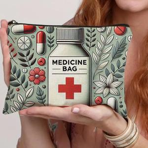 Pochette cosmétique fonctionnelle en coton biologique recyclable avec fermeture éclair, motif végétal coloré en relief, cadeau écologique mignon pour un anniversaire - Product Image 3