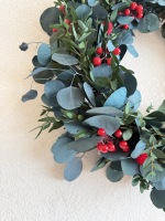 Grande couronne de fleurs séchées naturelles de 20 pouces pour décoration de porte d'entrée, décoration murale de mariage