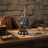 Support de Présentation Couteau Dragon Gardien Mythique, Statue Gothique Médiévale, Modèle de Dague en Résine pour Cheminée, Artisanat, Décoration de Bureau