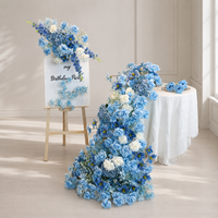Fleurs artificielles en cascade bleues en fer forgé, panneau de bienvenue, centre de table de mariage élégant, vente en gros, conception personnalisée, fourniture d'usine