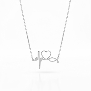 QIAOREN 11753 방수 하트비트 러브 목걸이 18K 골드 스테인리스 스틸 비치 & 일상용 - Product Image 5