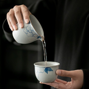 Hand Painted Ceramic Teacup <b>Large</b> Size Floral Design For Pu'er <b>Tea</b> Tasting Kung Fu <b>Tea</b> Set - Product Image 1