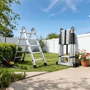 Échelle télescopique pliable double face en aluminium, facile à ranger, pour le commerce moderne - Product Image 6