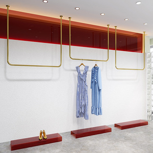 Vente en gros de vêtements en acier inoxydable porte-vêtements en or <span class=keywords><strong>Pipe</strong></span> Dress supports de plafond en métal pour vêtements pour boutique de robes de marié<span class=keywords><strong>e</strong></span> - Product Image 2