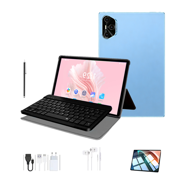 Cheap Price 10.1 Inch P80 Pro Android 15 Capacitive Screen 4G Calling 5G WiFi 8GB RAM 256GB 2 in 1 Tablet PC with Keyboard Case