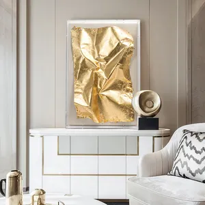 Nordic modern design Gold leaf leather painting Composite decorative picture Acrylic cover frame wall decor Corridor living room