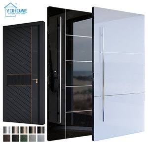 Portes <span class=keywords><strong>d</strong></span>'entrée principales en acier inoxydable <span class=keywords><strong>de</strong></span> style européen, portes <span class=keywords><strong>d</strong></span>'entrée modernes pivotantes pour villa - Product Image 3