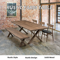 Table de ferme extensible et pliable en bois massif rustique traditionnel SAKAI pour l'extérieur, idéale pour banquets, mariages, repas, maison, hôtel, école