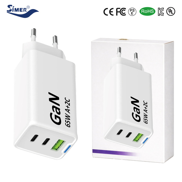 New Design ZDC-3U65T PD USB-C GaN Chargers Dual Port Wall Charger Mobile Phone Fast Charging Plug Adapter for Laptop