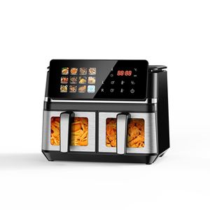 Friteuse à air chaud sans huile, grande capacité, double panier, en acier inoxydable, avec écran tactile et circulation d'air chaud électrique - Product Image 4