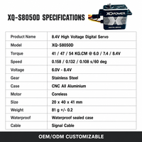 Servomoteur Metal Gear XQ-S8050D 54KG en acier inoxydable et aluminium, sans noyau, étanche, couple élevé, pour voiture et camion RC tout-terrain à l'échelle 1/5, OEM ODM