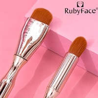 Pinceaux de maquillage finition miroir or rose, 2 pièces, pinceau plat professionnel pour fond de teint et pinceau de précision pour anticernes, ensemble pour femmes
