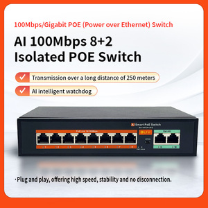 สวิตช์ PoE สำหรับองค์กร 10 พอร์ต 8FE 2FE 10 100Mbps สวิตช์เครือข่ายแบบไม่ต้องจัดการ สำหรับกล้องวงจรปิด จุดเชื่อมต่อ AP - Product Image 2