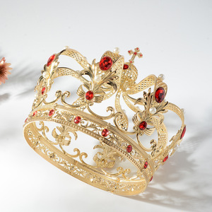 Grande <span class=keywords><strong>Couronne</strong></span> Nuptiale Baroque Plaqué <span class=keywords><strong>Or</strong></span>, Style Cour Royale Rétro <span class=keywords><strong>en</strong></span> Alliage, pour Mariage, Fiançailles, Bal <span class=keywords><strong>de</strong></span> Promo, Couronnement, Décoration et Anniversaire - Product Image 4