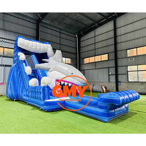Trượt Nước Bơm Hơi Dùng Trong Thương Mại Sân Sau Thiết Kế Hình Cá Mập Giá Hợp Lý Cho Người Lớn - Product Image 2