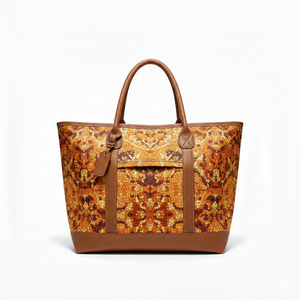 Sac fourre-tout Playmax avec fermeture éclair solide et garniture en cuir beige, style féminin, 12 pouces, pour les voyages et l'usage quotidien - Product Image 3